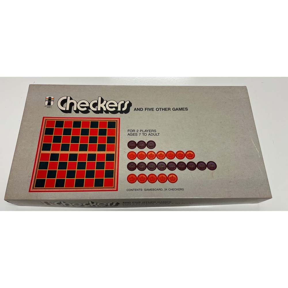 Vtg 1974 Rainbow Works Checkers and Five Other Games Retro Complete Nostalgia
